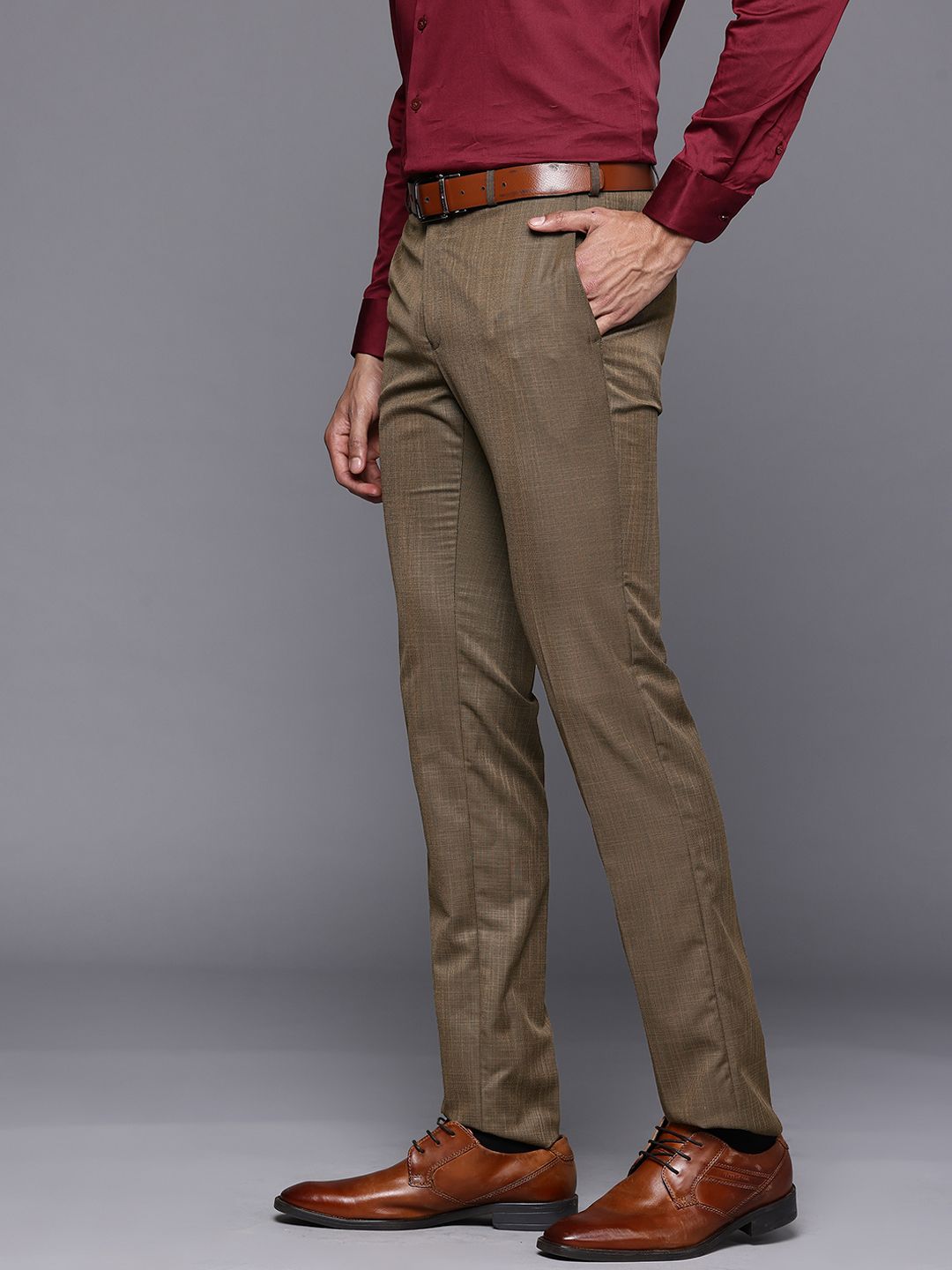 Raymond Men Slim Fit Textured Trousers