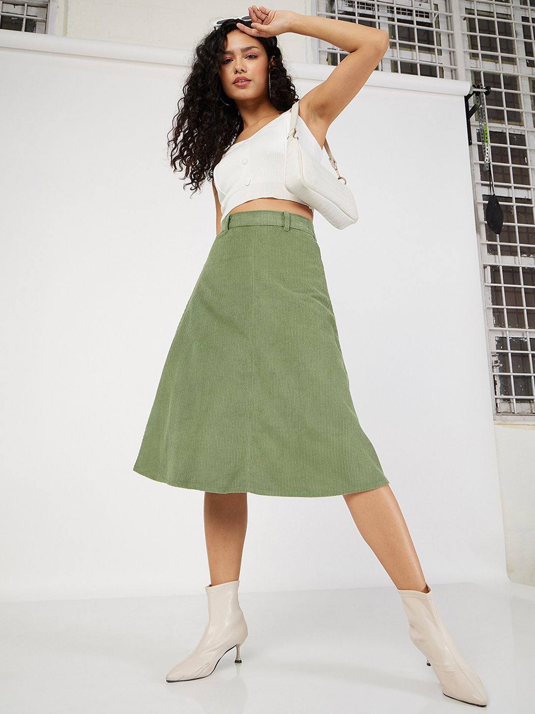Sassafras Corduroy Cotton Pure A-Line Midi Skirt