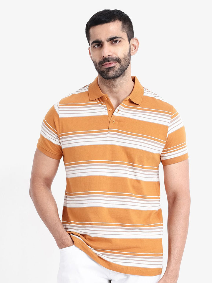 RARE RABBIT Men Rings-4 Slim Fit Solid Polo Collar Pure Cotton T-Shirt