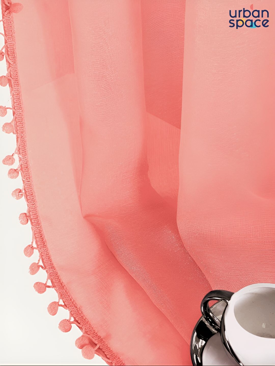 URBAN SPACE Pink 2 Pieces Sheer Door Curtains
