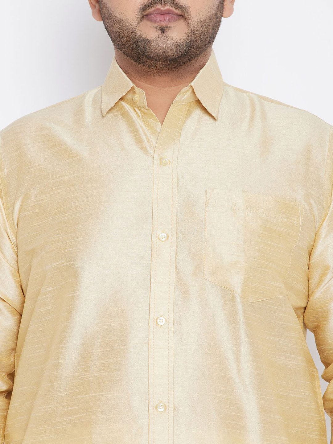 VASTRAMAY Men Plus Size Gold-Toned Premium Casual Shirt