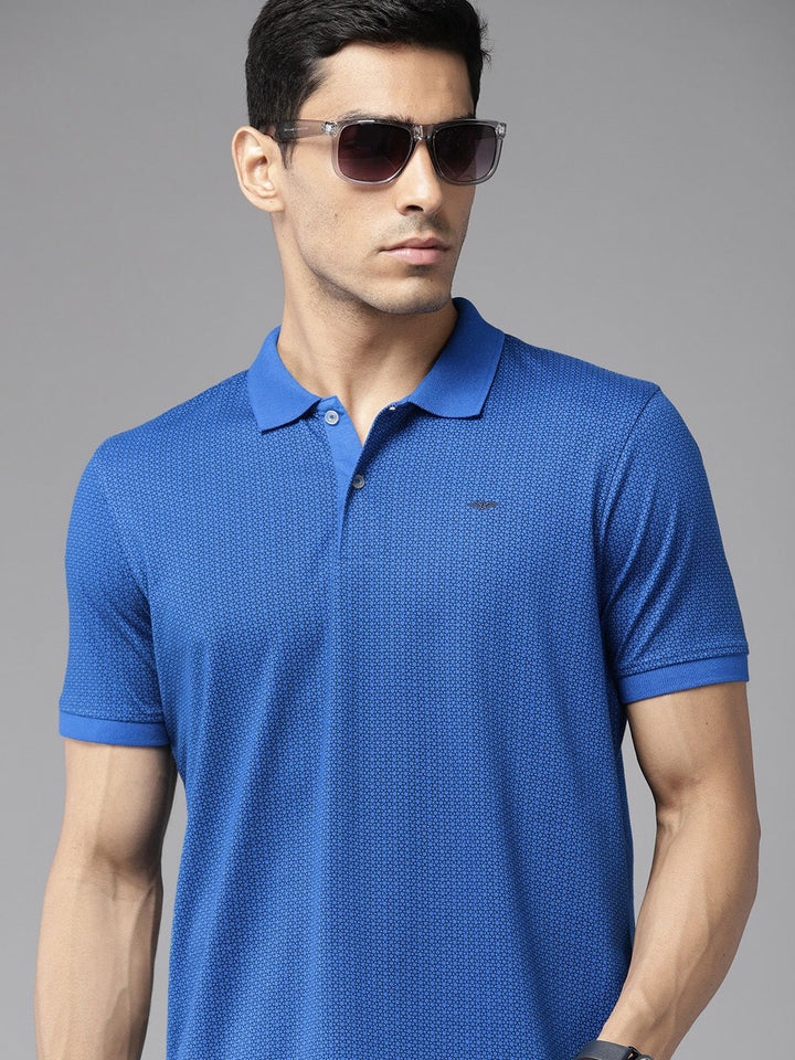 Park Avenue Men Print Polo Collar Slim Fit T-shirt