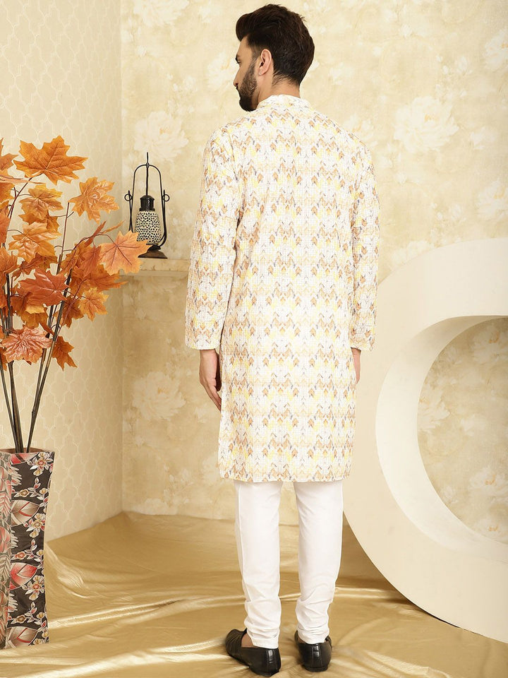 SOJANYA Abstract Printed Regular Thread Work Pure Cotton Kurta With Churidar
