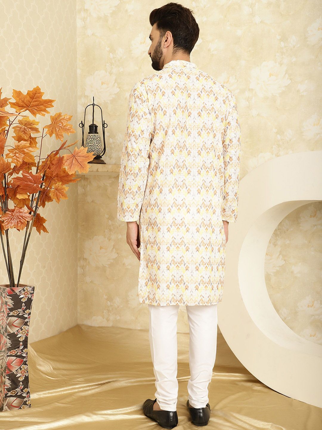 SOJANYA Abstract Printed Regular Thread Work Pure Cotton Kurta With Churidar