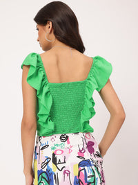 DressBerry Parisian Chic Ruffled Seersucker Top