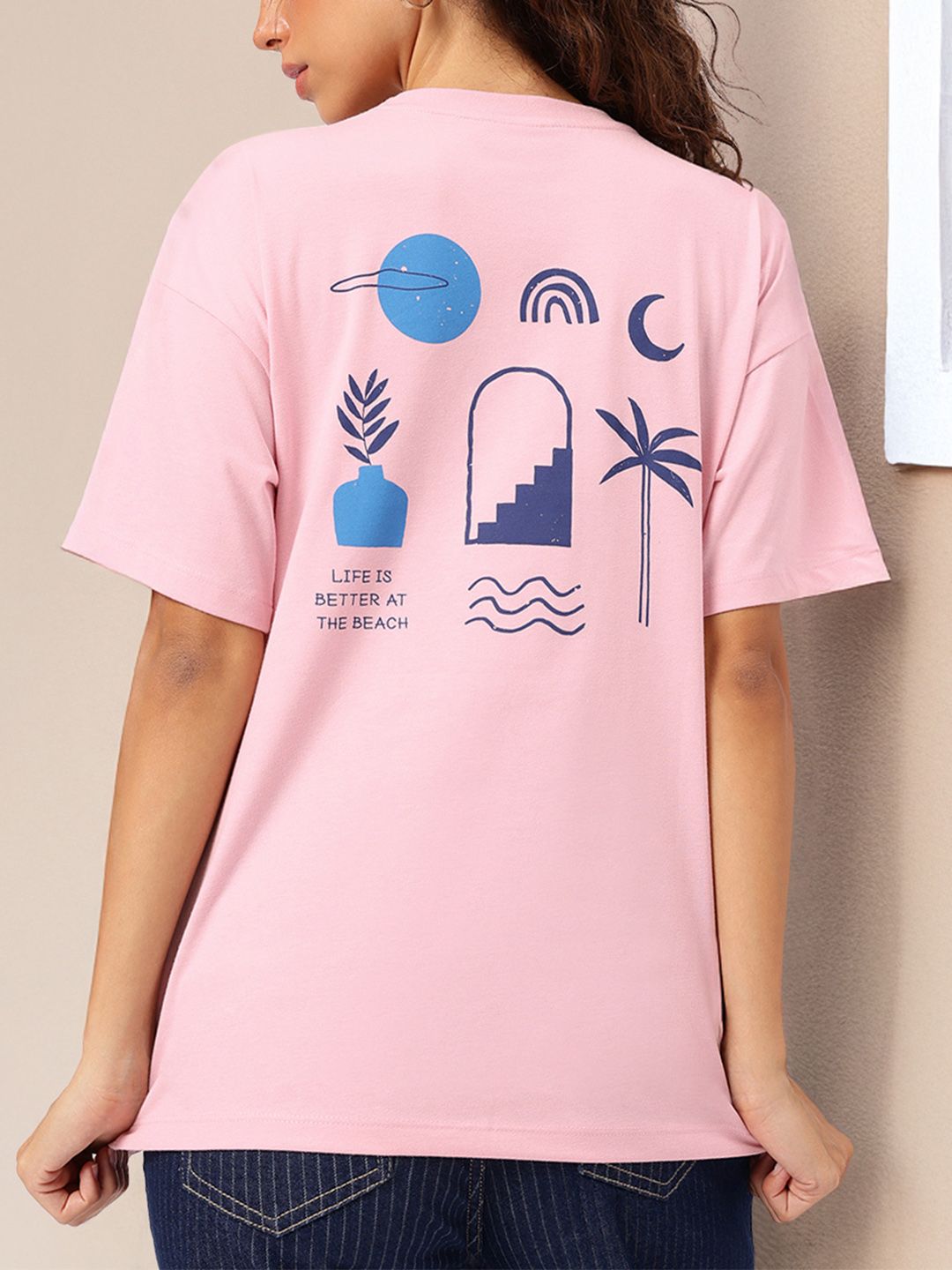 DressBerry Vacay Mode On Printed Tropical Print Relaxed T-Shirt