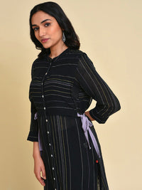 W Striped Thread Work Pure Cotton Kurta with Trousers