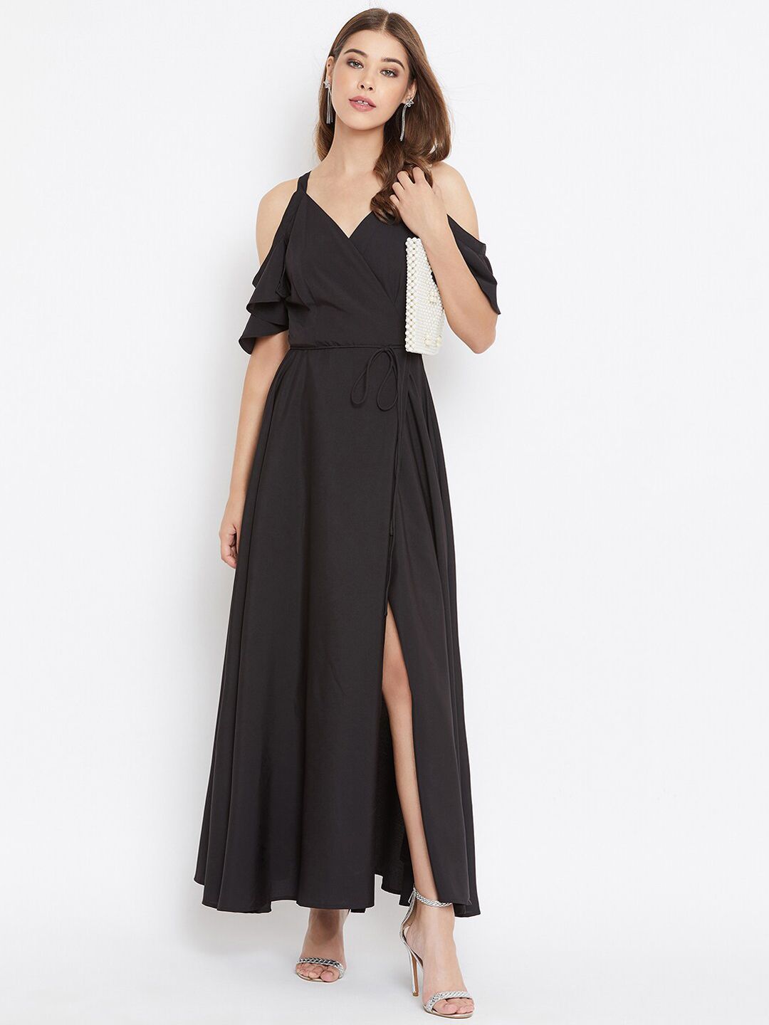 Berrylush Black Crepe Maxi Dress