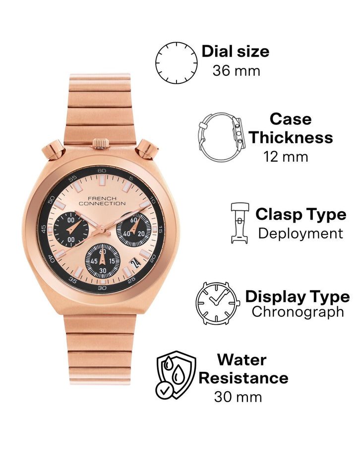 Sambungan Perancis Wanita wanita dihiasi dail & gelang keluli tahan karat gaya Tali Tentera Analog Chronograph