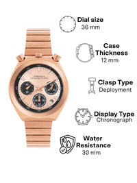 Sambungan Perancis Wanita wanita dihiasi dail & gelang keluli tahan karat gaya Tali Tentera Analog Chronograph