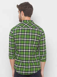 SPYKAR Men Green Tartan Checks Checked Casual Shirt