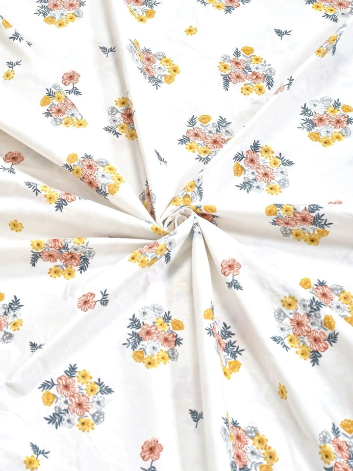 Moda Rapido X KLOTTHE Cream-Coloured Floral 300 TC King Bedsheet with 2 Pillow Covers