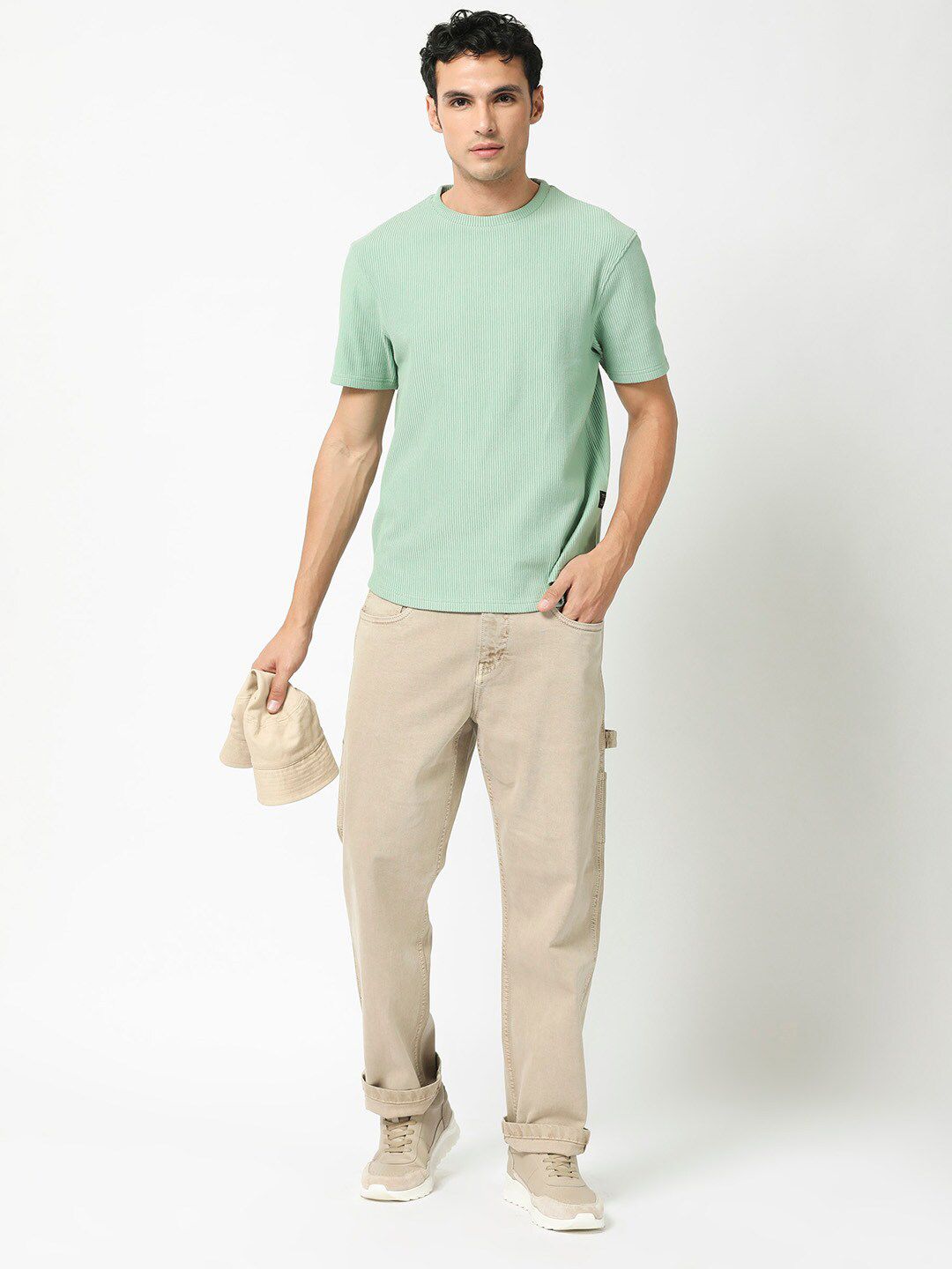 RARE RABBIT Men Bree Round Neck Cotton Slim Fit T-Shirt