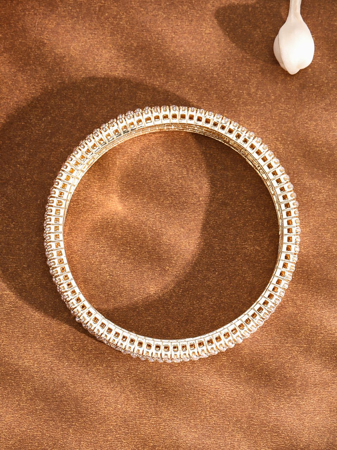 Rubans Set of 4 18K Gold-Plated Pearl Beaded Traditional Bangles - Classic & Elegant