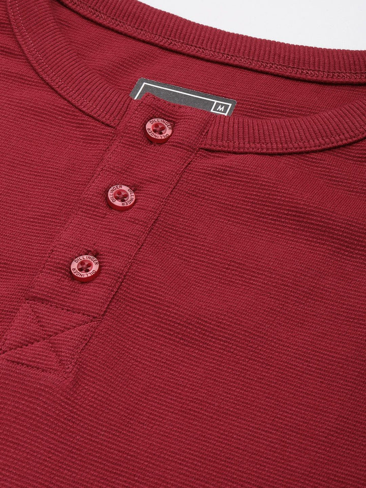 DILLINGER Men Henley Neck Honeycomb Structure T-shirt