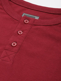 DILLINGER Men Henley Neck Honeycomb Structure T-shirt