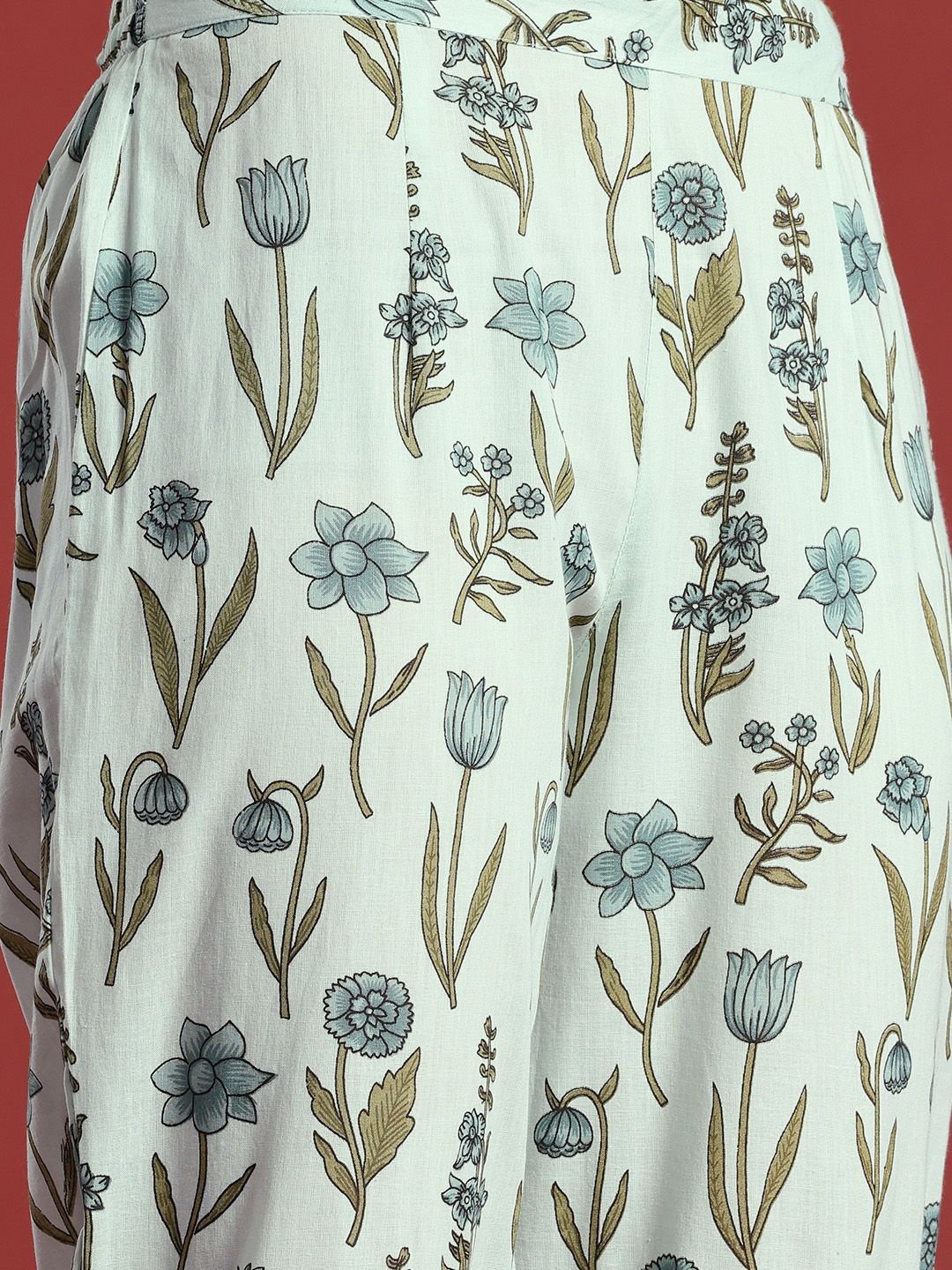 Anouk Floral Printed Pure Cotton Kurta with Trousers & With Dupatta