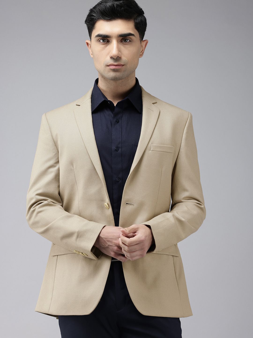 Park Avenue Self Design Textured Single-Breasted Super Slim Fit Formal Blazer