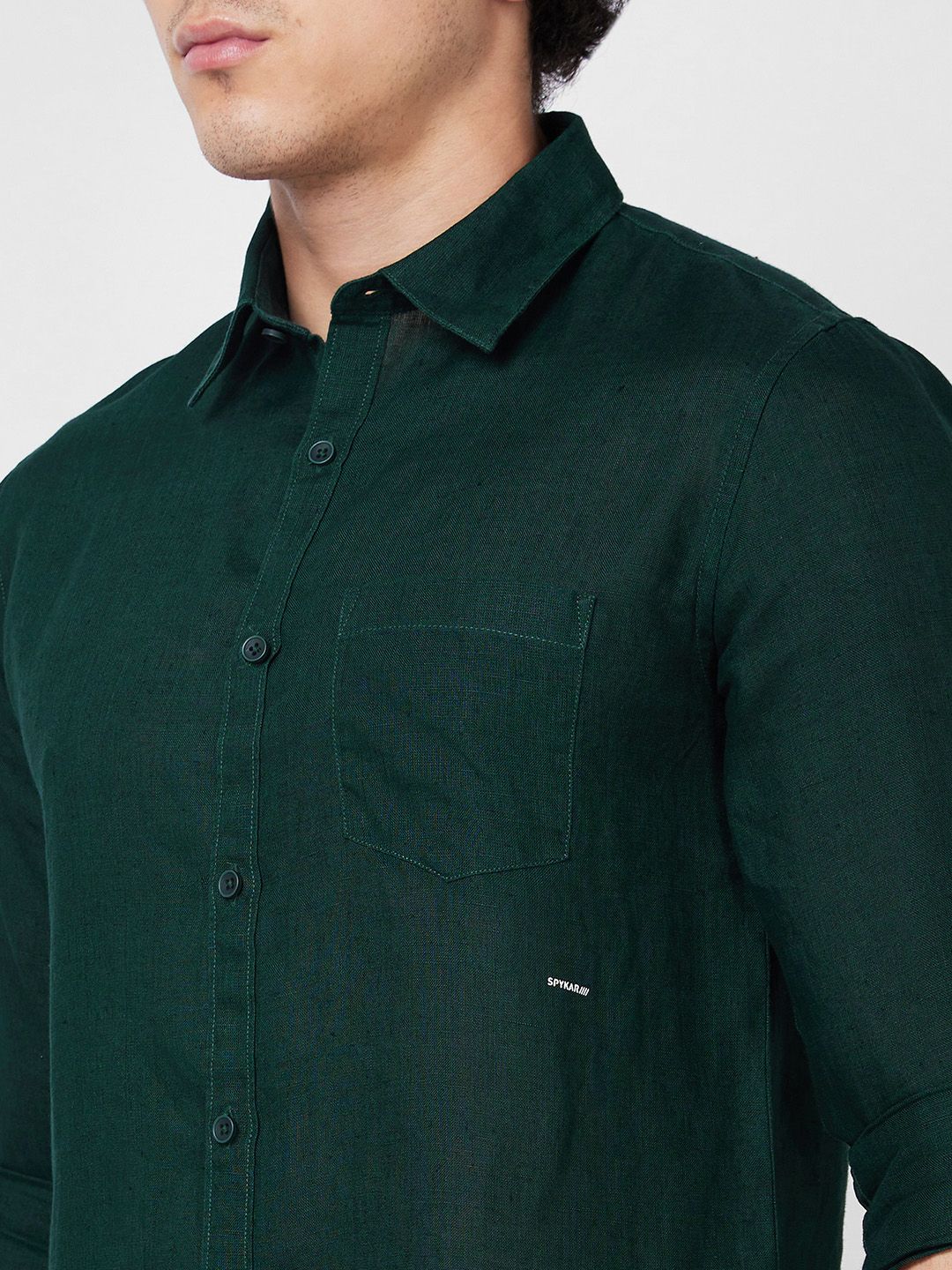 SPYKAR Spread Collar Linen Casual Shirt
