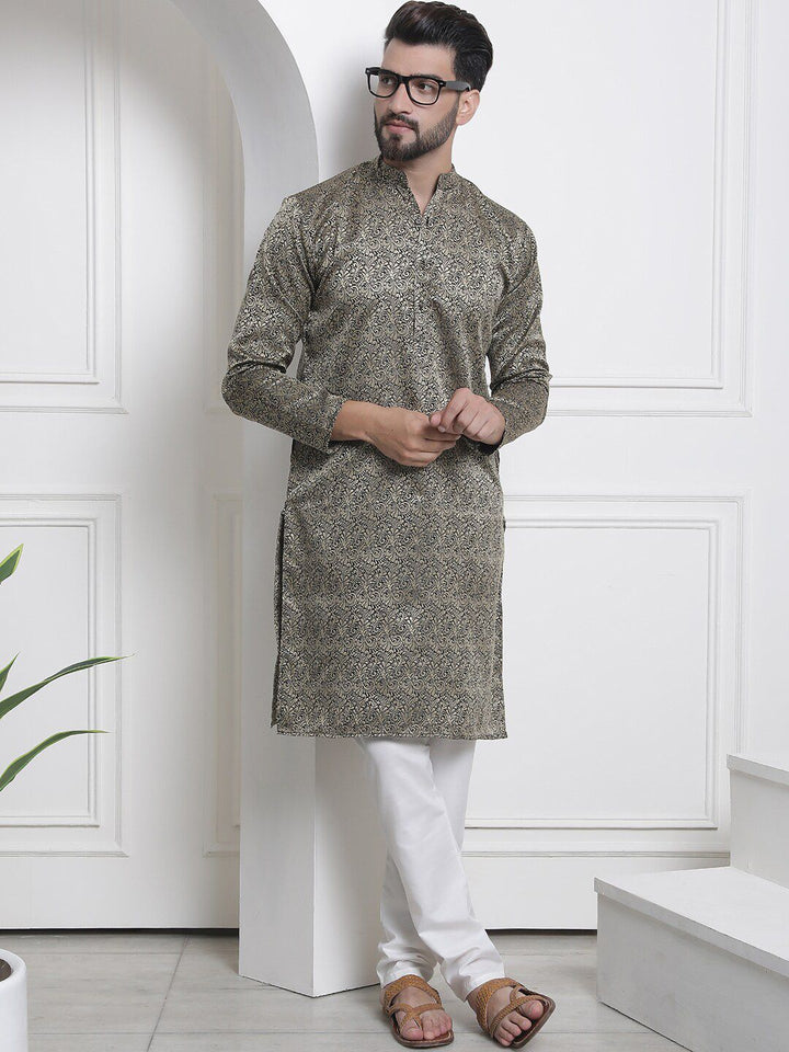 SOJANYA Ethnic Motifs Woven Design Mandarin Collar Straight Kurta