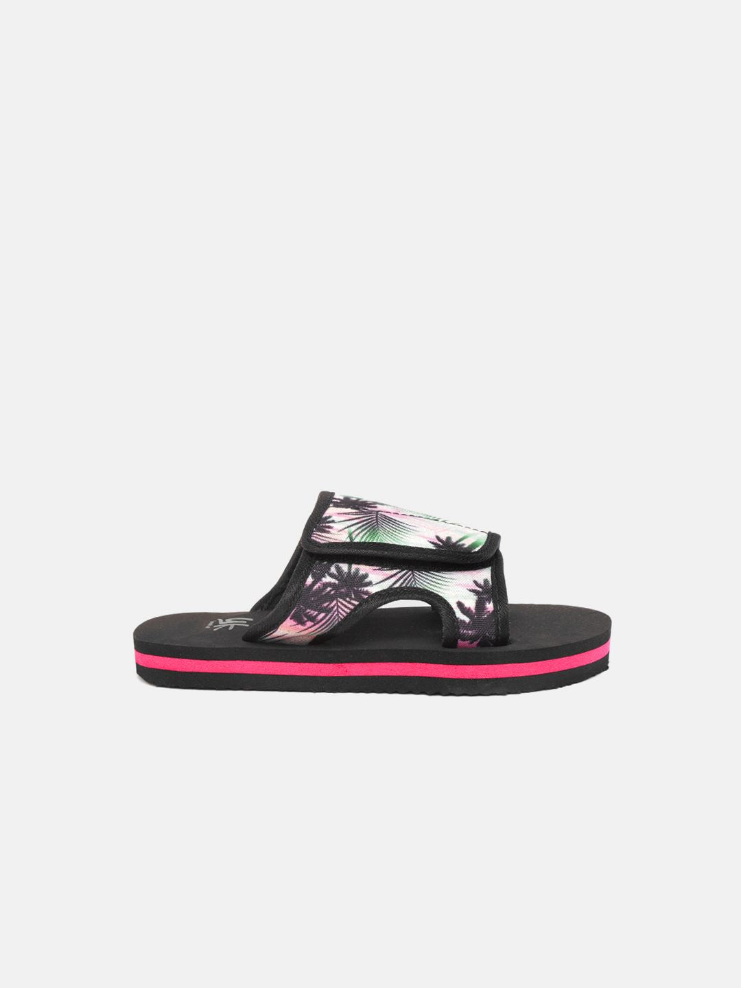 YK Boys White & Black Tropical Printed Sliders