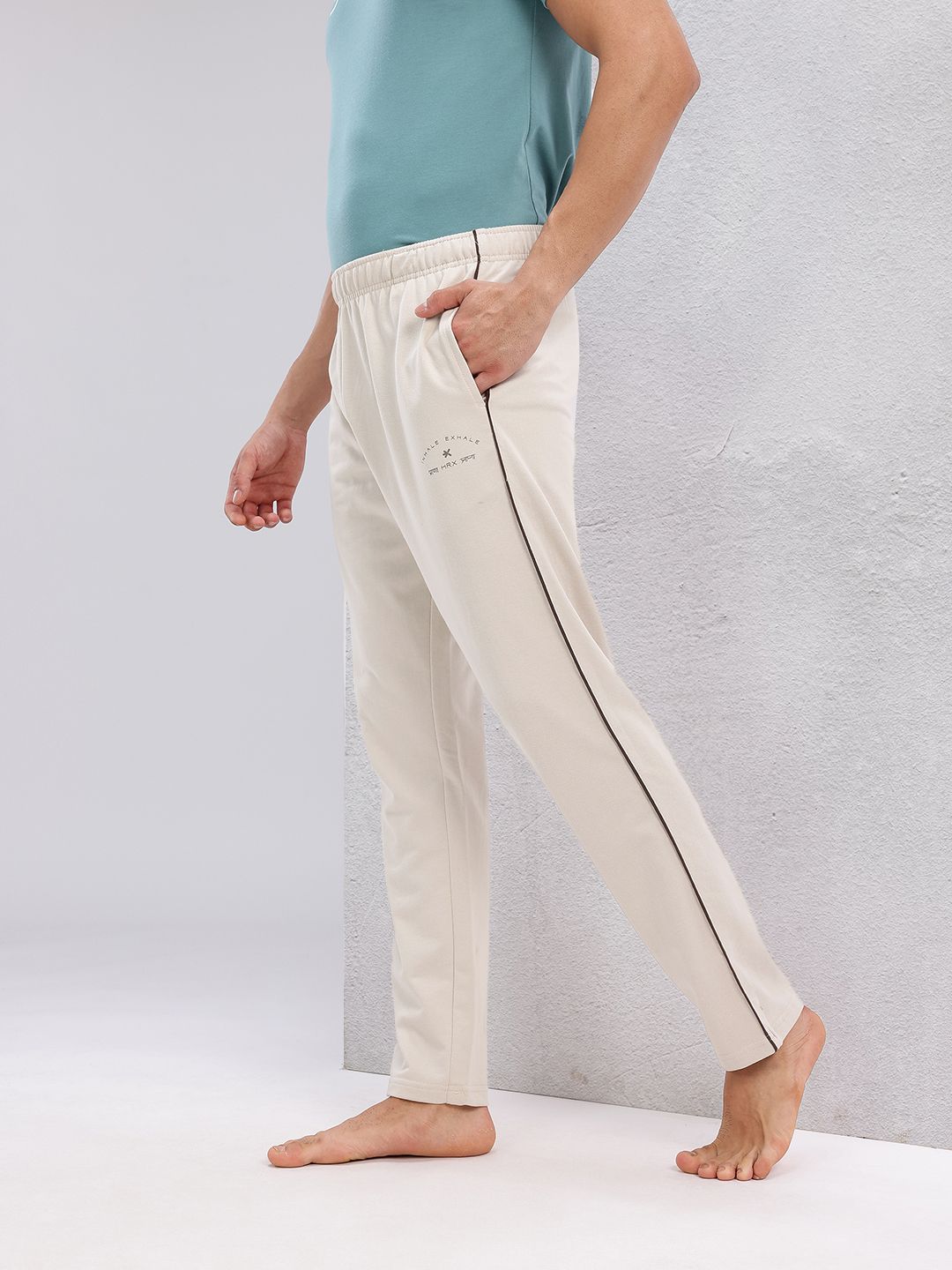 HRX by Hrithik Roshan Men Mid-Rise Yoga Track Pants with Contrast Piping