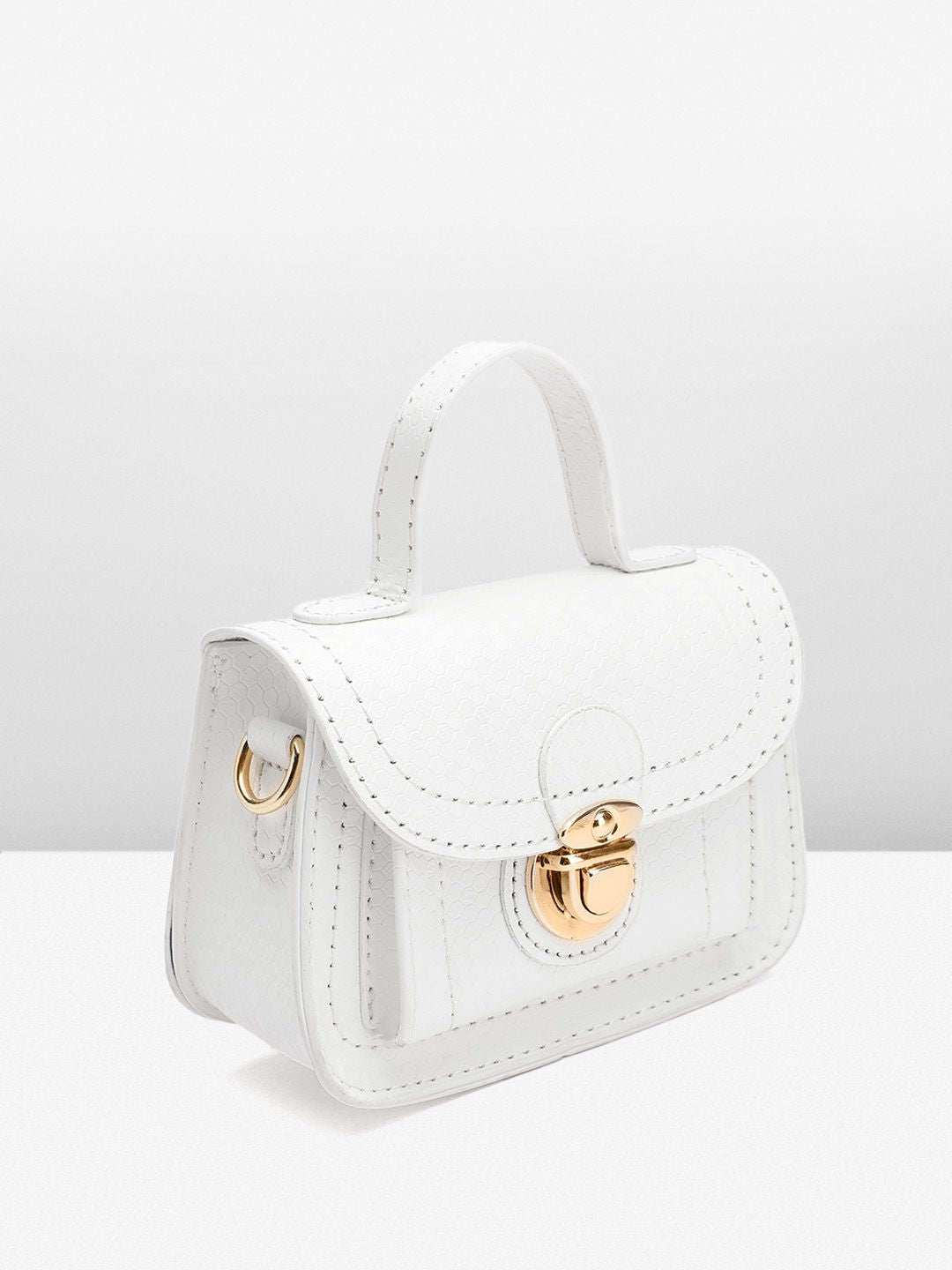 DressBerry Geometric Textured Structured Satchel Bag