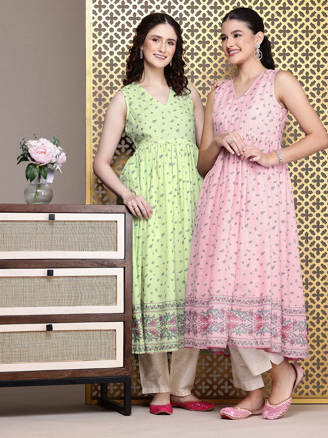 House of Pataudi Jashn Floral Printed A-Line Kurta