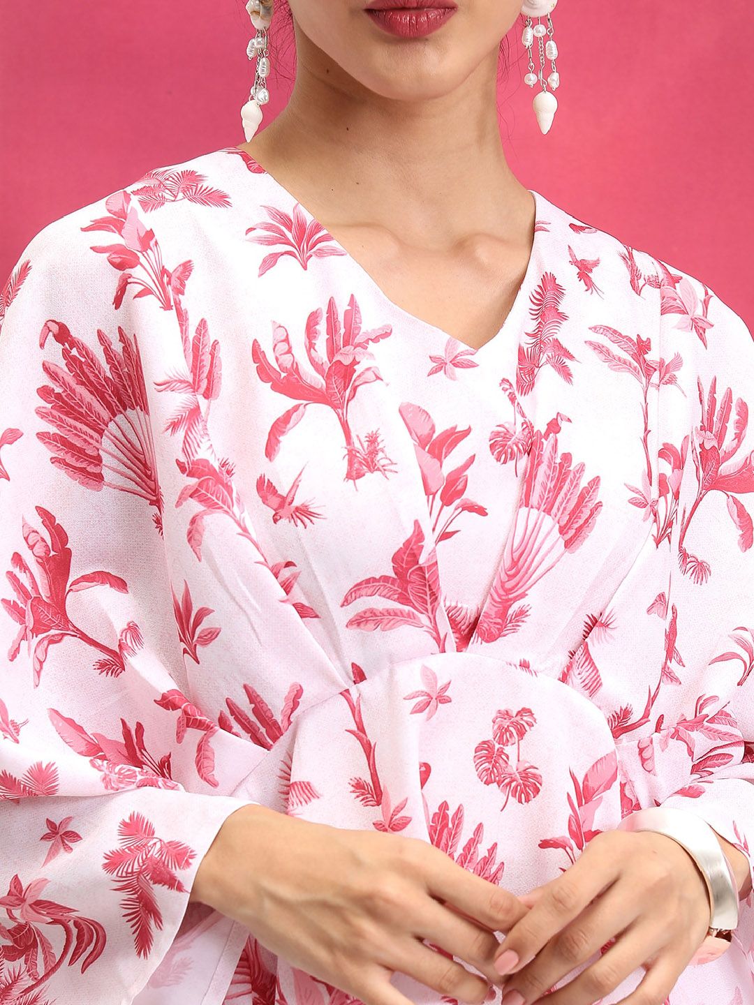 Vishudh Red & White Printed Pure Cotton Top With Trouser