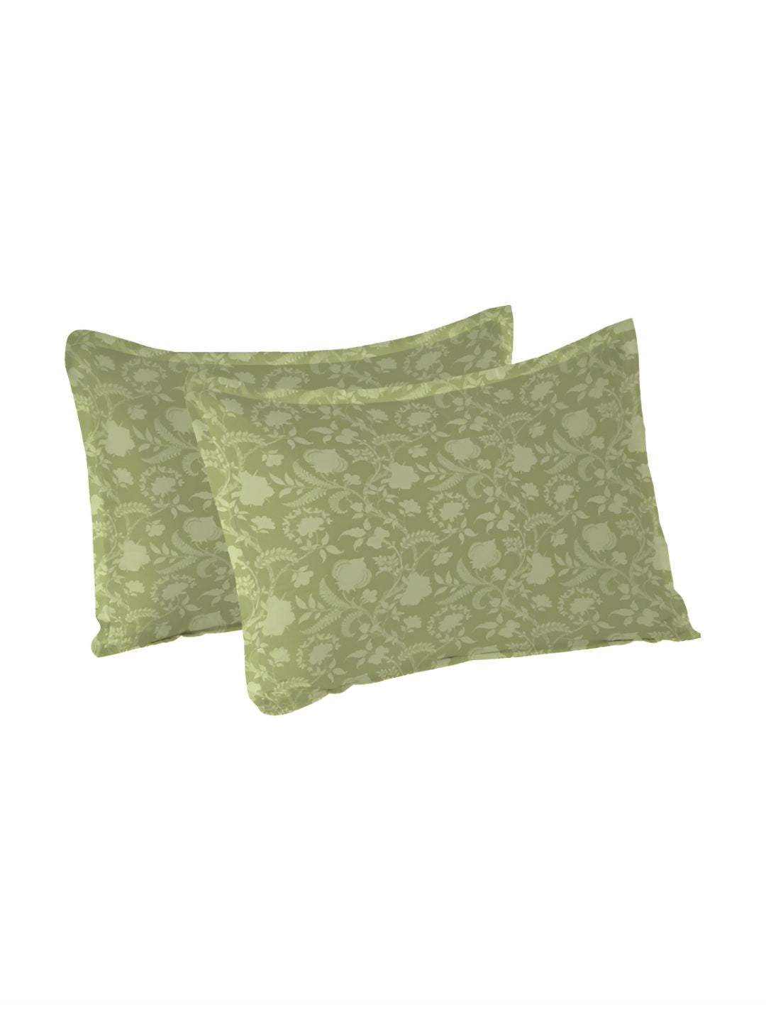 MYTRIDENT Green 2 Pieces Floral Pure Cotton Rectangle Pillow Covers