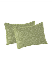 MYTRIDENT Green 2 Pieces Floral Pure Cotton Rectangle Pillow Covers