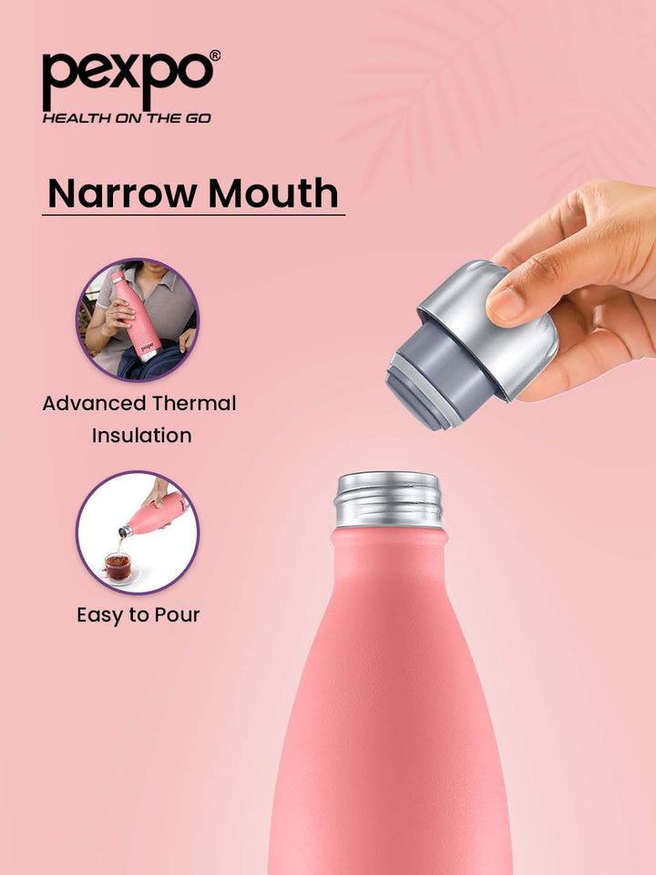 Pexpo Echo Delux Pink ISI Certified Thermosteel Hot and Cold Flask Water Bottle 980ml