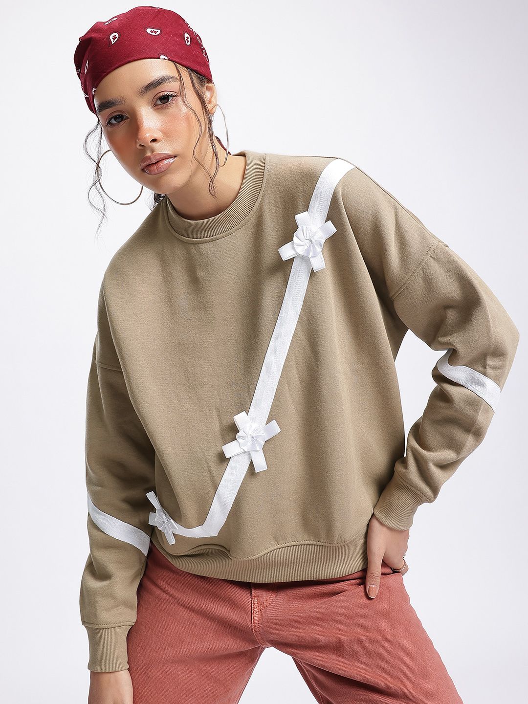 DressBerry Luxe Ribbon Trim Sweatshirt
