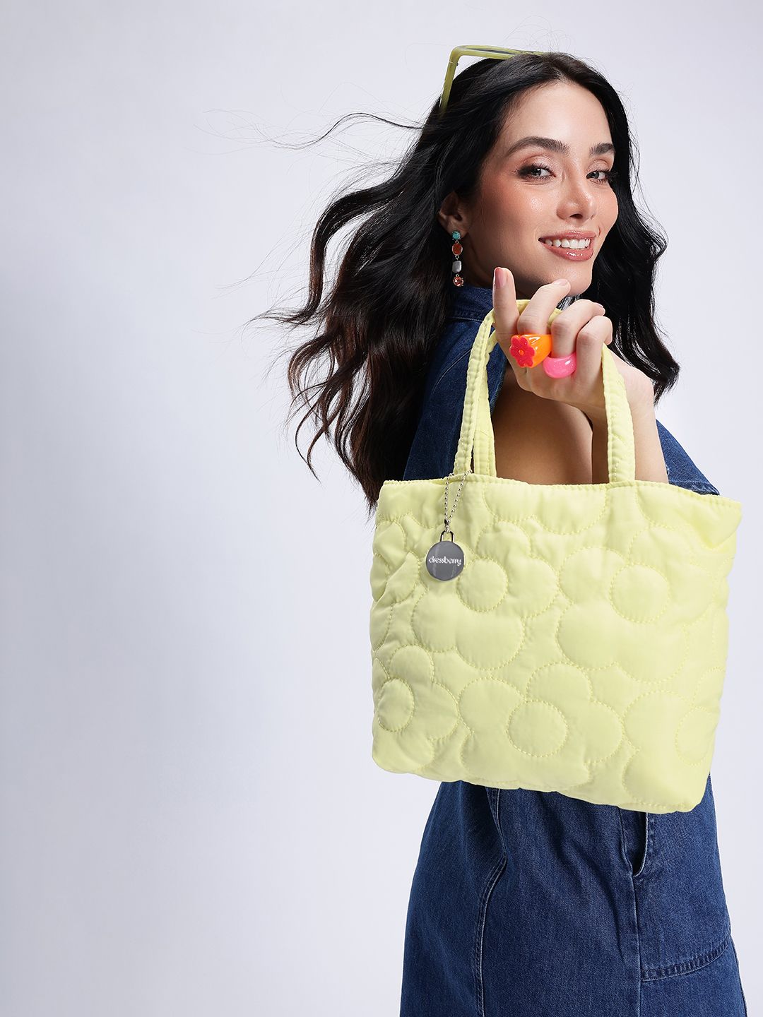 DressBerry Floral Self-Design Quilted Handheld Bag