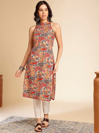 Anouk Geometric Printed Halter Neck Straight Kurta