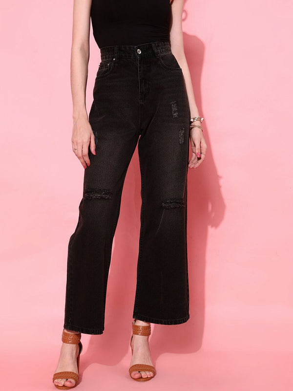 STREET 9 Women Beautiful Grey Flared Fit Pure Cotton Cropped Jeans