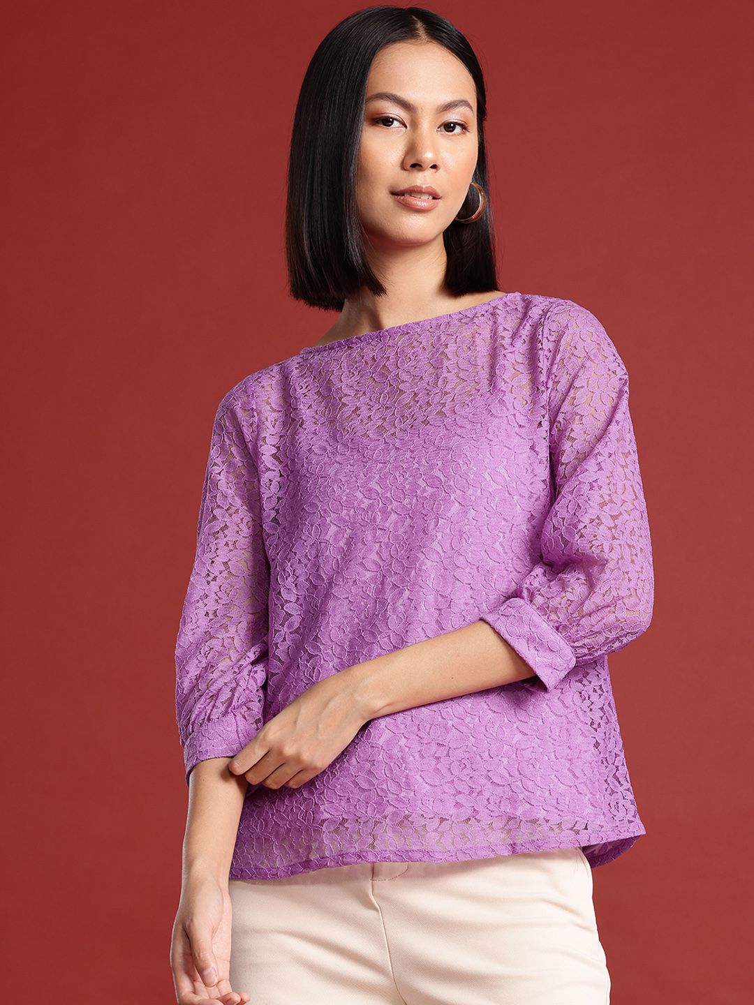 all about you Floral Puff Sleeve Lace Top
