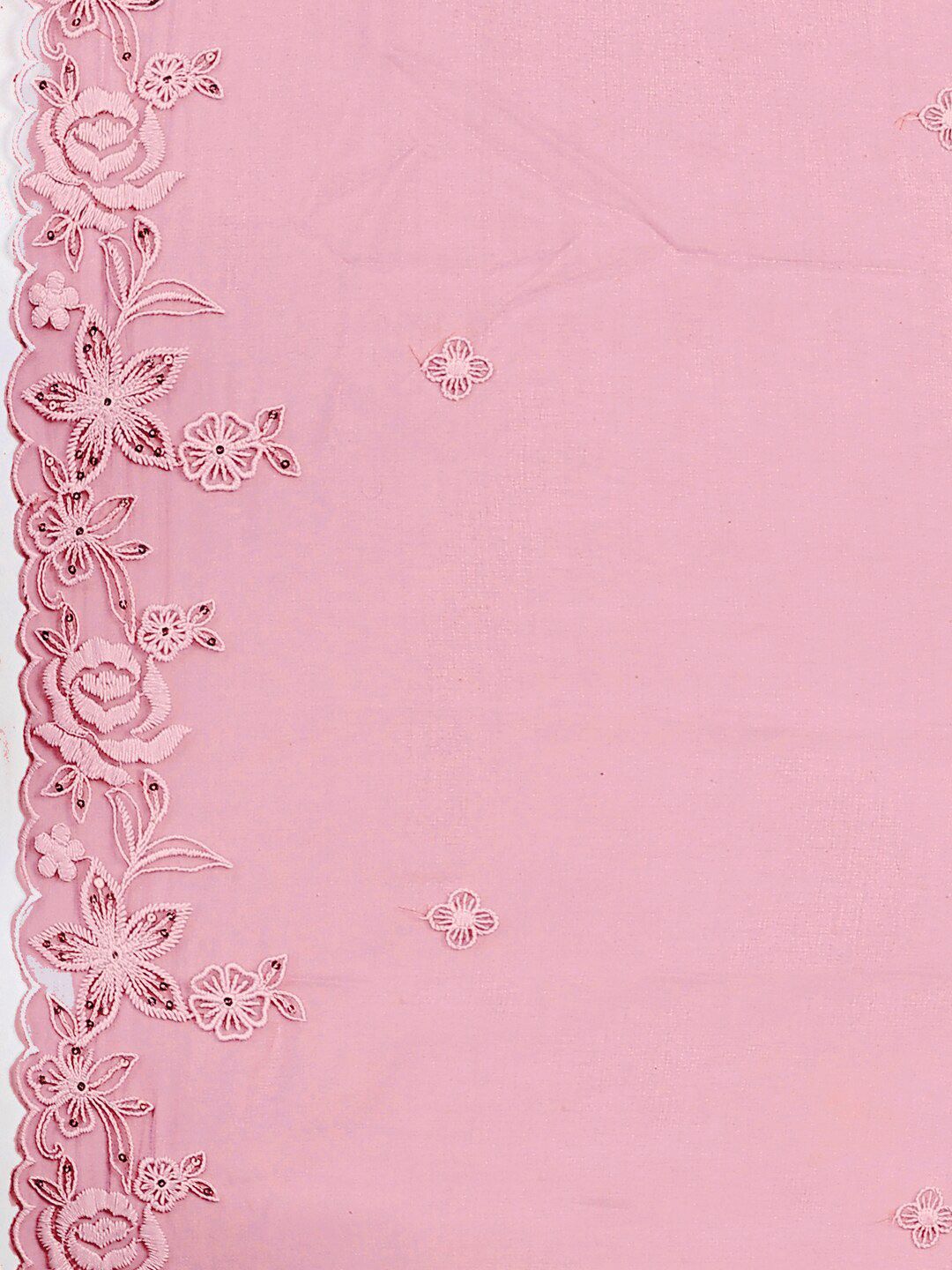 KALINI Floral Embroidered Thread Work Chanderi Cotton Kurta with Trousers & With Dupatta