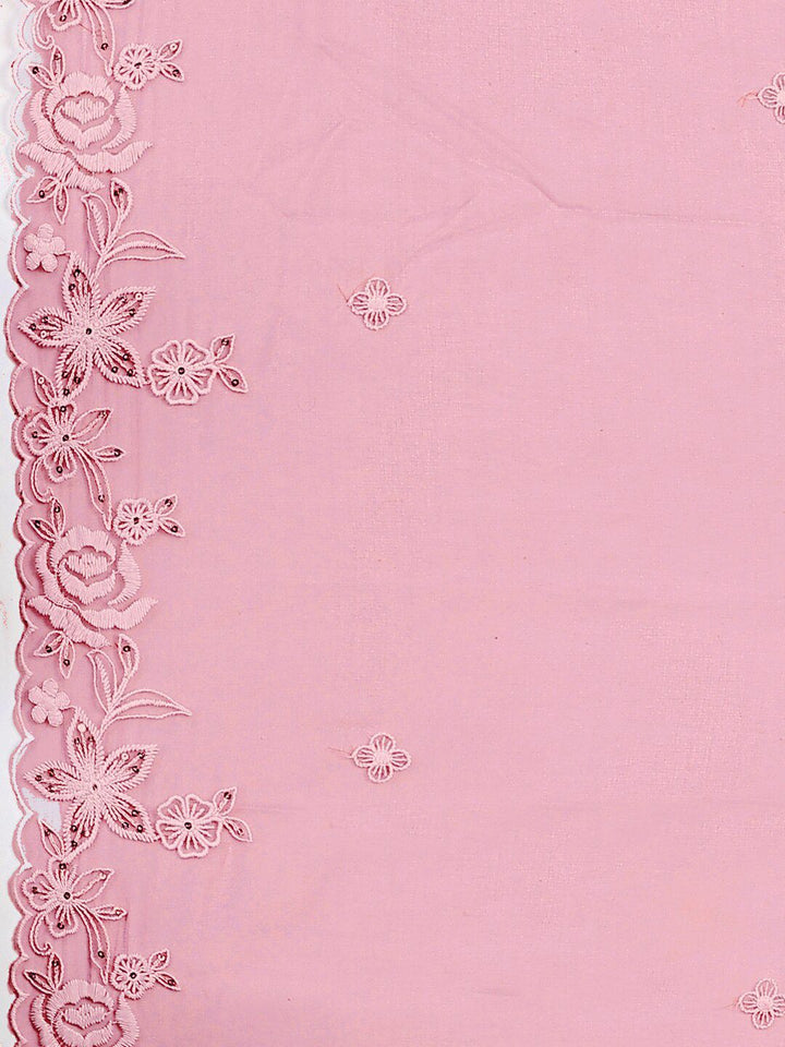 KALINI Floral Embroidered Thread Work Chanderi Cotton Kurta with Trousers & With Dupatta