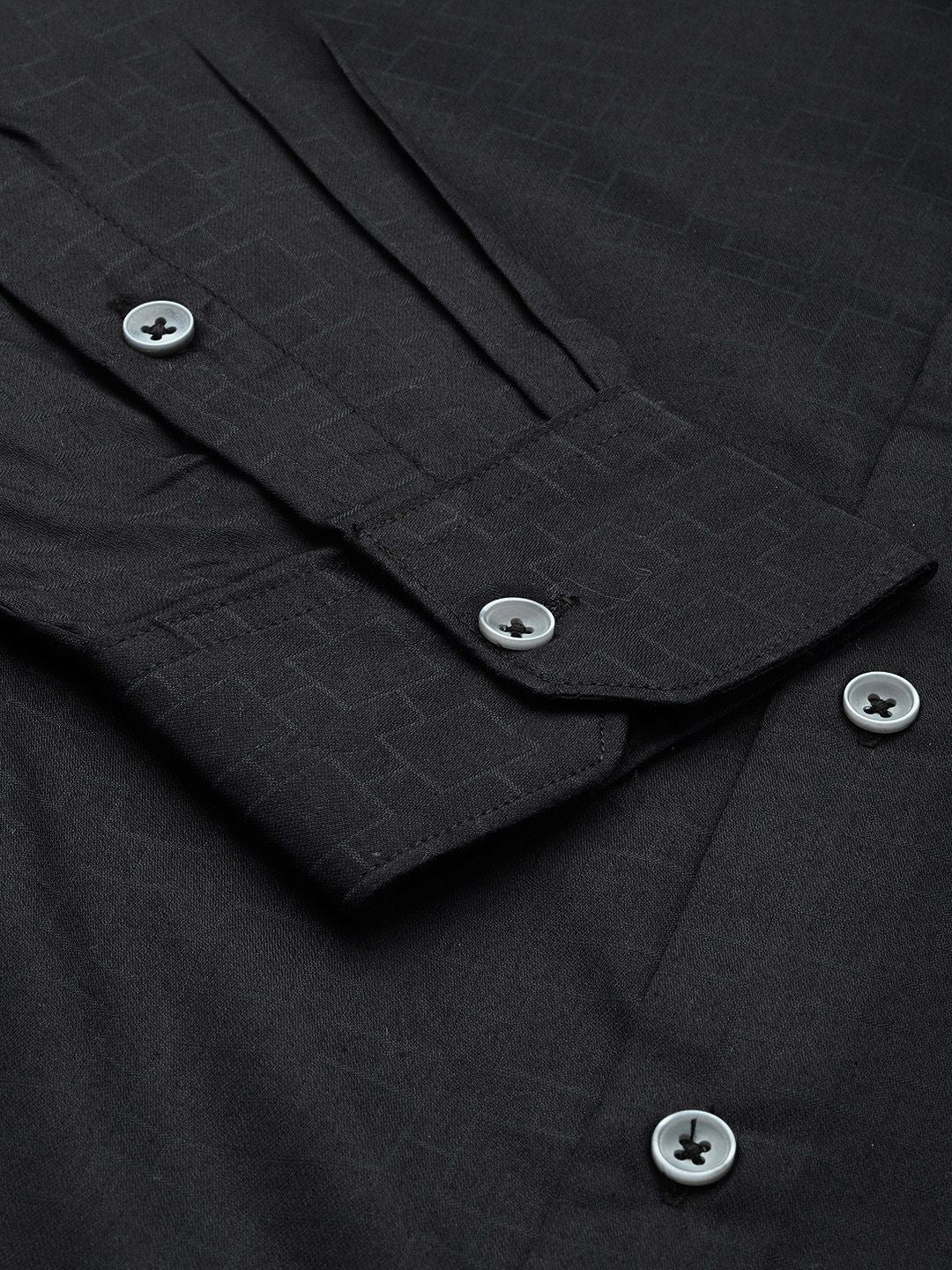 The Indian Garage Co. X Luxe Slim Fit Geometric Self Designed Formal Shirt