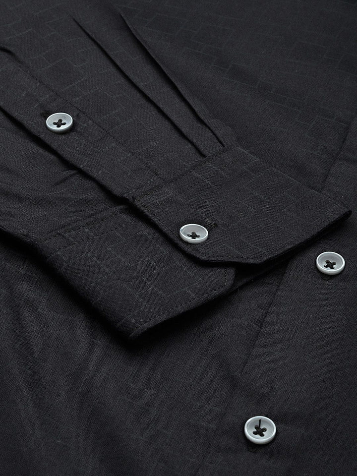 The Indian Garage Co. X Luxe Slim Fit Geometric Self Designed Formal Shirt