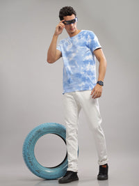 ADRO Tie & Dye Printed Round Neck Short Sleeves Regular Fit Cotton T-shirt