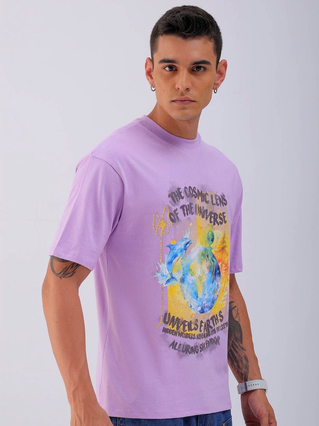 The Indian Garage Co Men Typography Printed Boxy Oversized Round Neck T-shirt