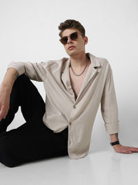 VASTRADO Men Classic Solid Cuban Collar Casual Shirt
