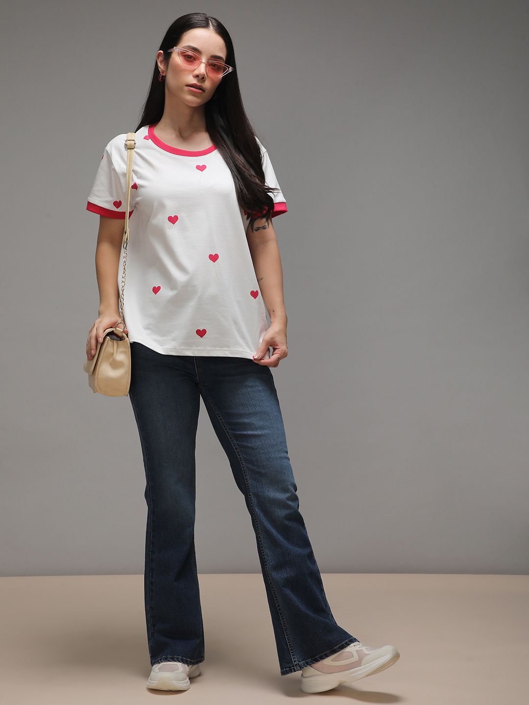 DILLINGER Women Short Sleeve Boxy Regular Printed Tshirt