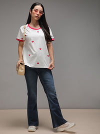 DILLINGER Women Short Sleeve Boxy Regular Printed Tshirt