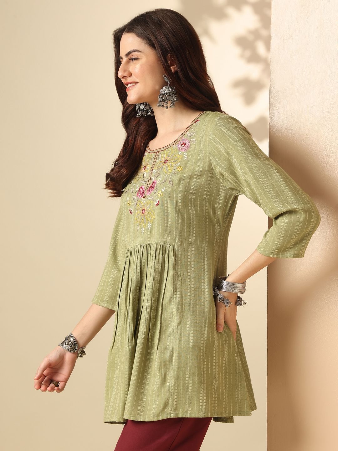 Anouk Round Neck Embroidered Top