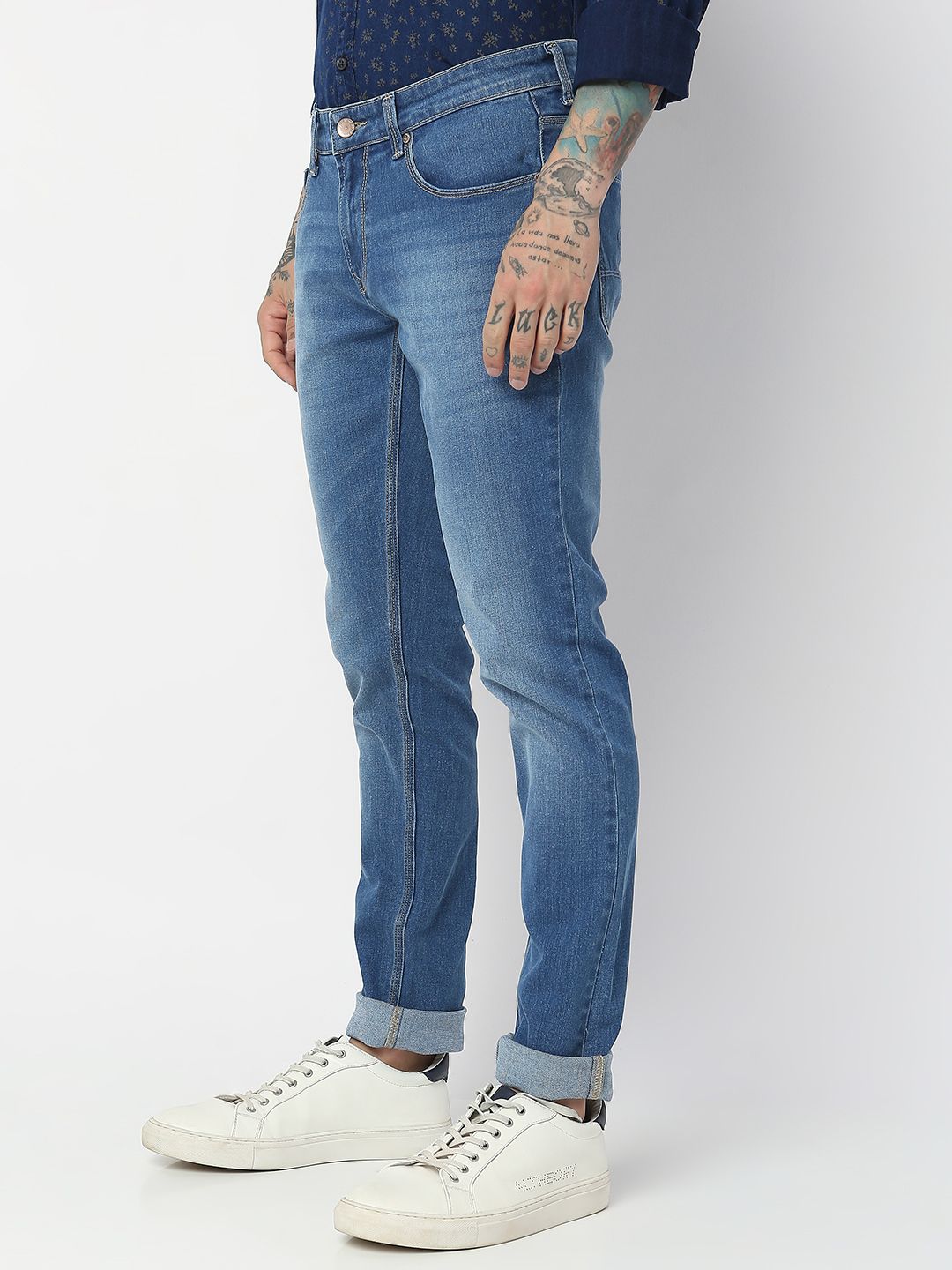 SPYKAR Men Skinny Slim Fit Low-Rise Light Fade Stretchable Jeans