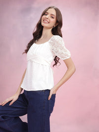 DressBerry Dobby Lace Insert Empire Top