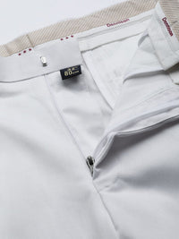 DENNISON Men White Solid Smart Auto Fit Waist Formal Trousers